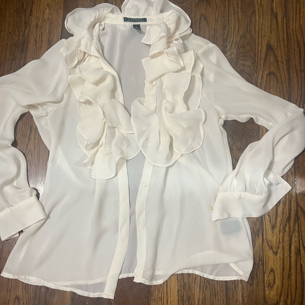 Ralph Lauren Ivory Ruffled blouse